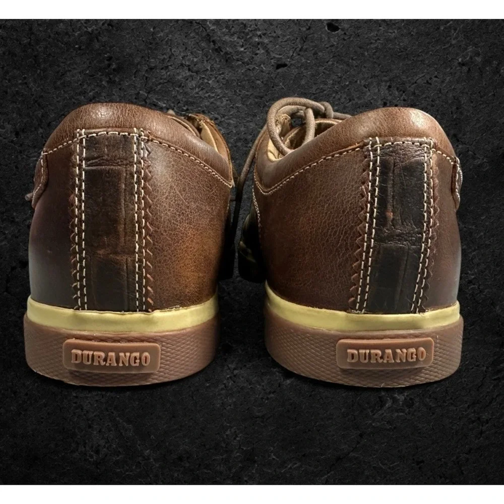 Durango Music City Leather Sneakers 11 Brown Gator‎ Embossed Western Lacer Mens